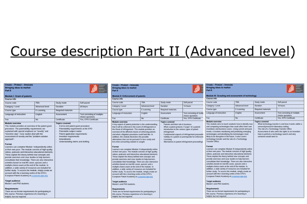 Course description Part II Advanced level