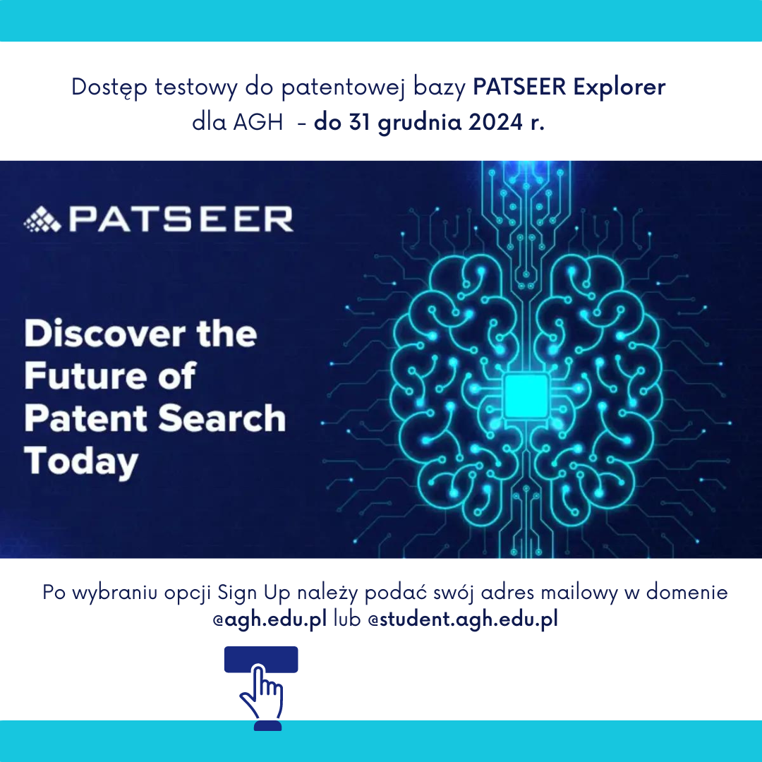 Dostęp testowy do bazy PATSEER explorer dla AGH trwa do 31 grudnia 2024 r.